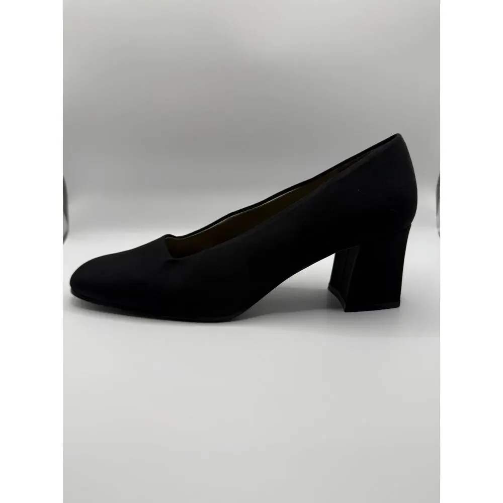 Bandolino Black Pumps 7.5 Minimalist Block Heel Classic Workwear Quiet Luxury